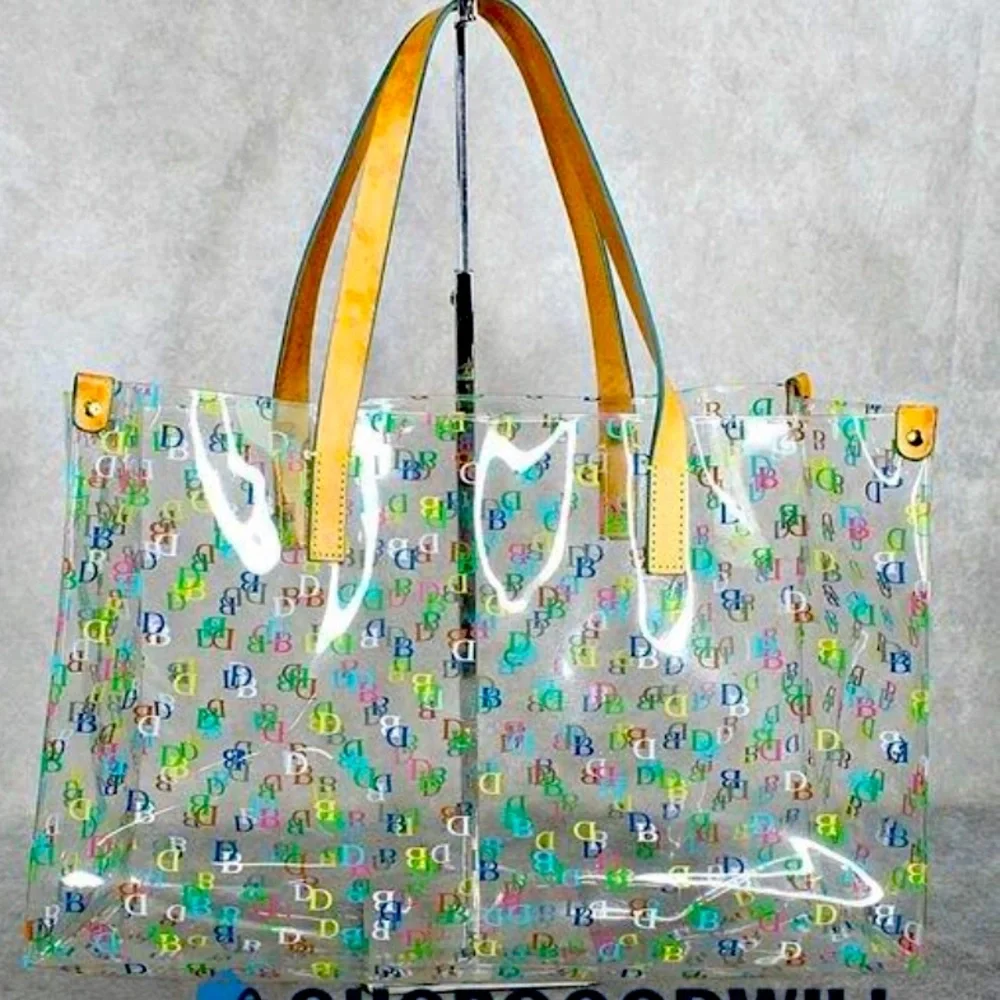 Dooney & Bourke Signature clear shopper tote w/ leather handles XL - Picture 1 of 1